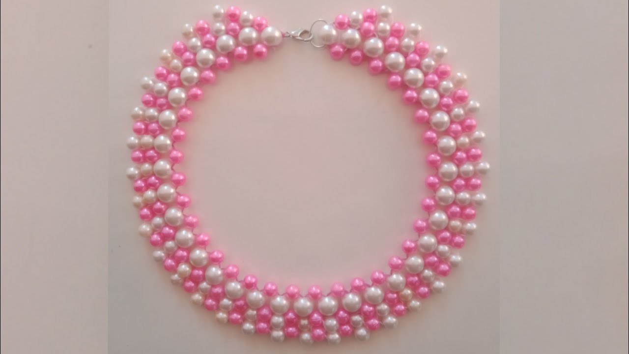 Simple Necklace Making Tutorial. Diy Pearl Necklace Making Step By Step.