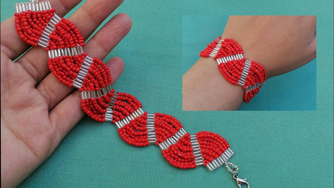 Waves Bracelet.How to make simple beaded bracelet with bugle beads & seed beads.easy jewelry making