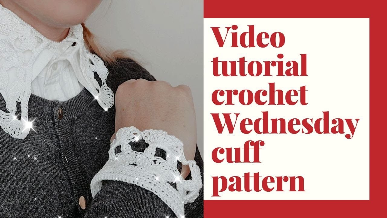 Wednesday Addams crochet cuff pattern, detail tutorial with PDF written instruction  on Ravelry