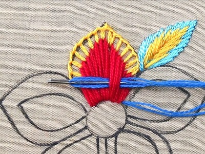 Amazing decorative colorful flower embroidery designs made with fantasia embroidery stitches