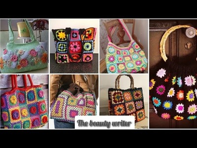 Beautiful crochet flower pattern latest bag.handbag.shoulder bag designs2023