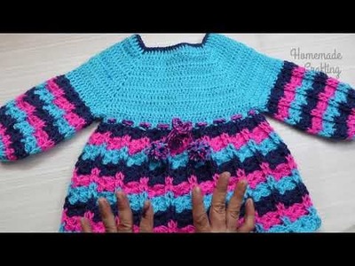 Crochet 1 year old Baby Woolen Frock | Crochet frocks for girls