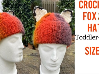 Crochet fox beanie for toddler and adult. crochet fox hat that your child will look even more cuter