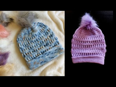 Crochet Hat | Crochet Beanie, Easy Pattern #wintercap #crochetworldcreations #crochet #easypattern