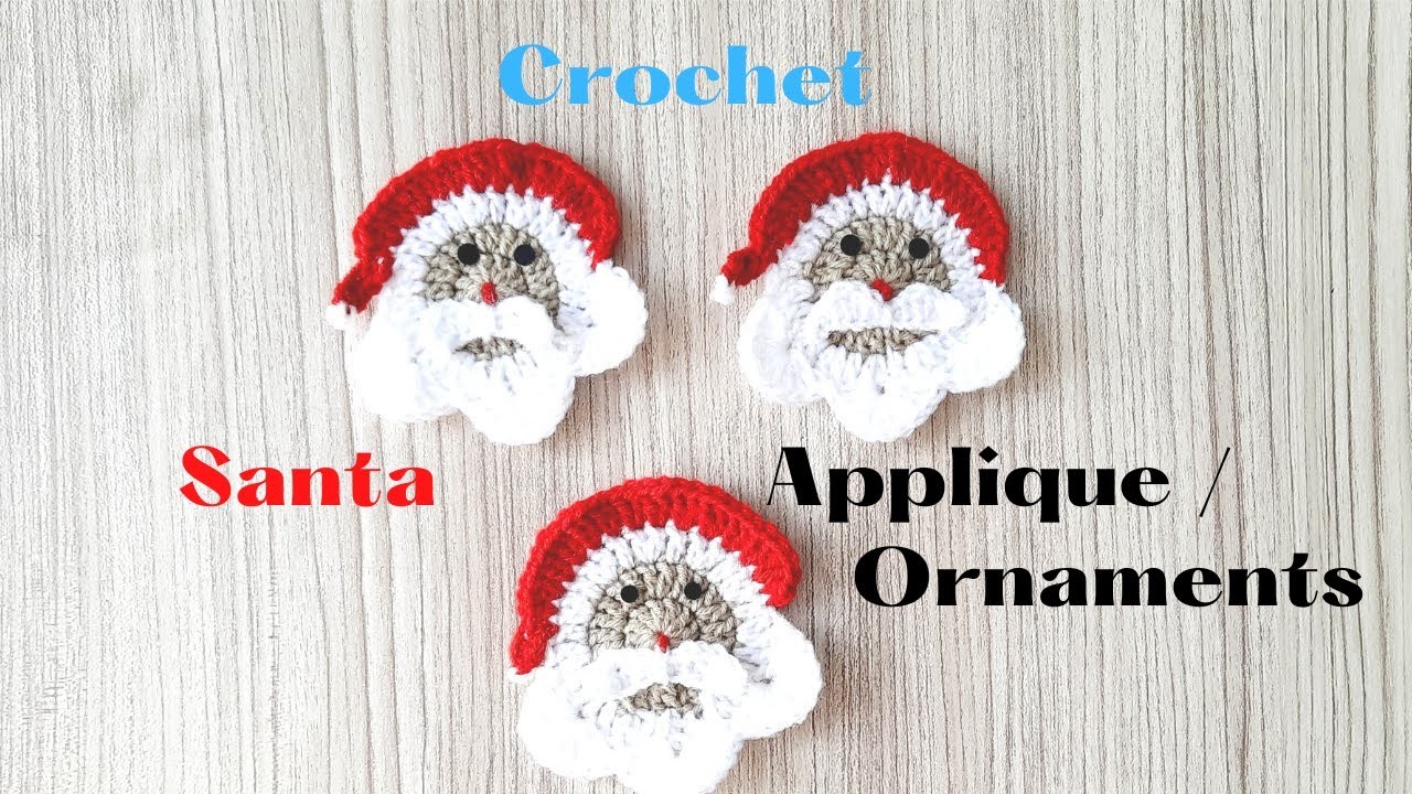 Crochet Santa applique pattern| Crochet Santa face ornament free pattern #crochet #crochetchristmas