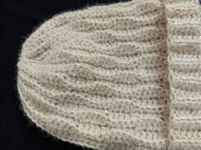 Crochet wave beanie hat for girls.