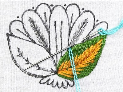 Decorative colorful classical hand embroidery design made with easy and simple stitch flower pattern
