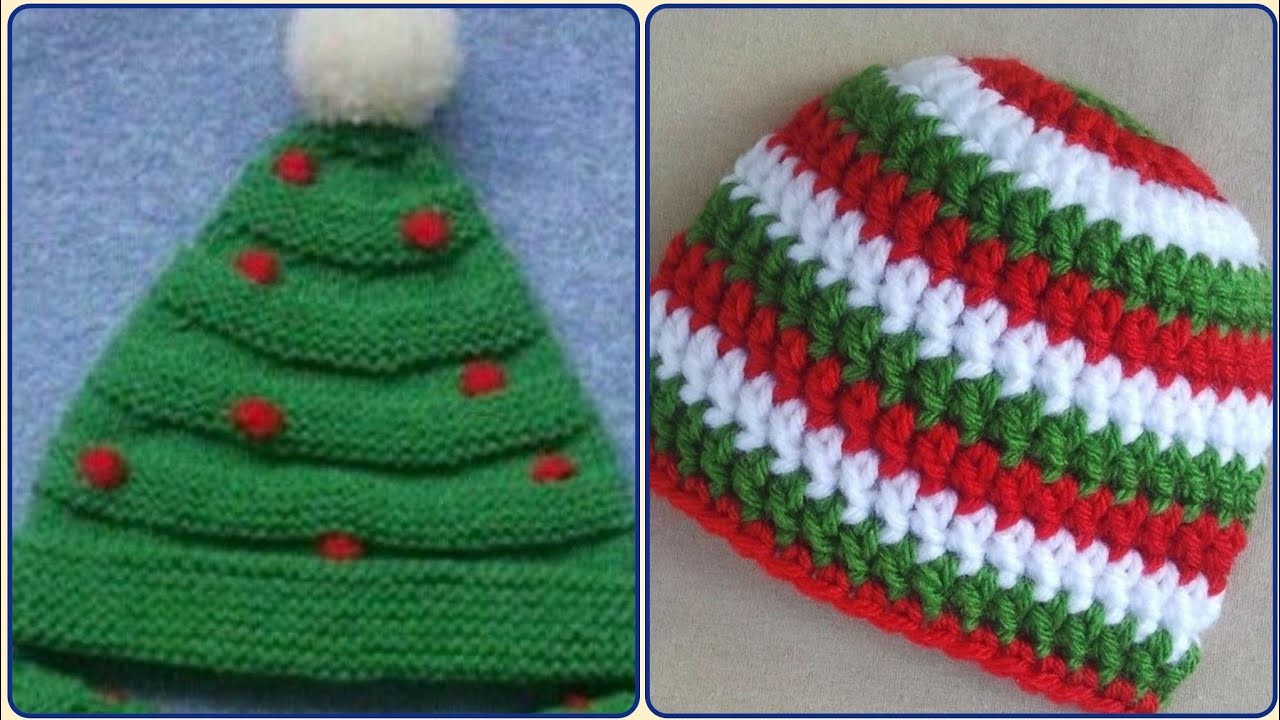 Easy Crochet Christmas Santa Hat - Red & Green Combination Design