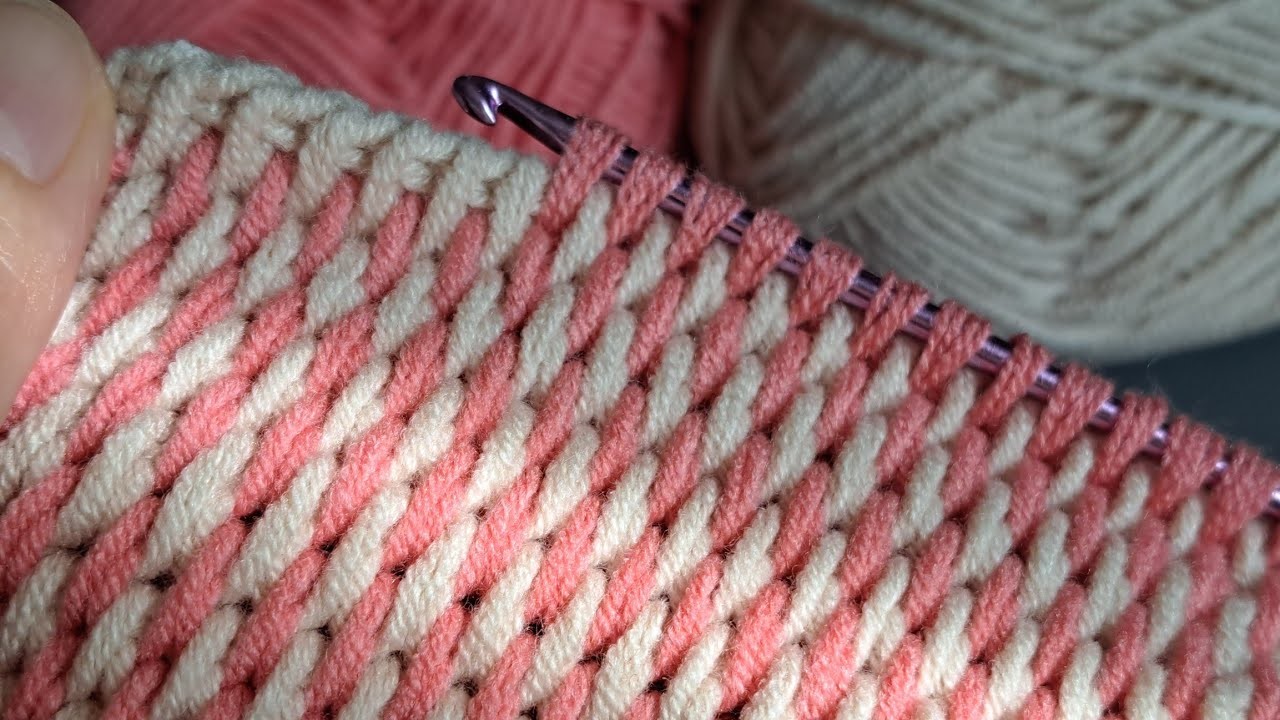 Easy Tunisian crochet​ pattern​ for baby blanket. scarf. vest. 2 Tone!