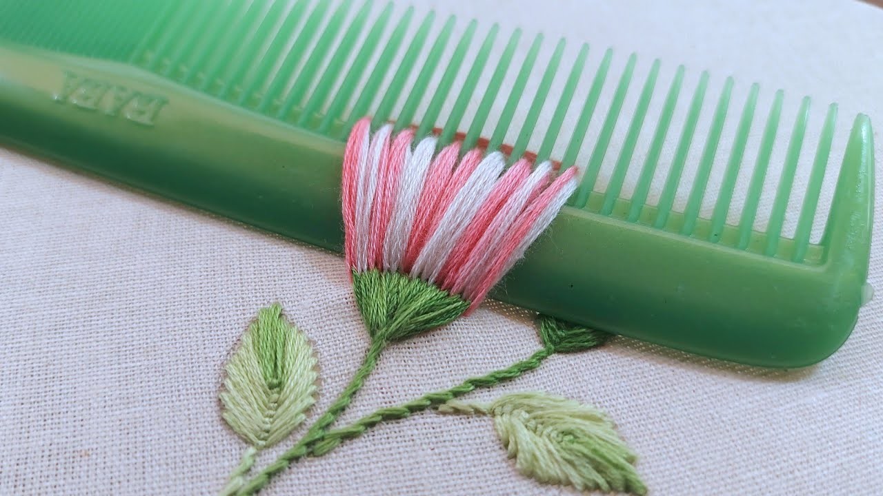 Gorgeous flower design using comb|latest hand embroidery|superrrrrrr easy flower design