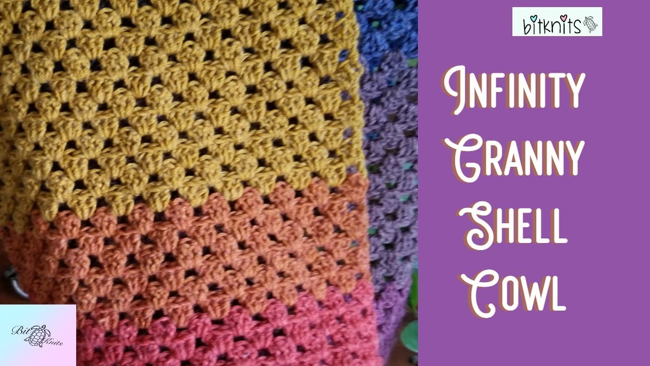 Granny Shell INFINITY Cowl - EASY - Granny Stripe Crochet Tutorial