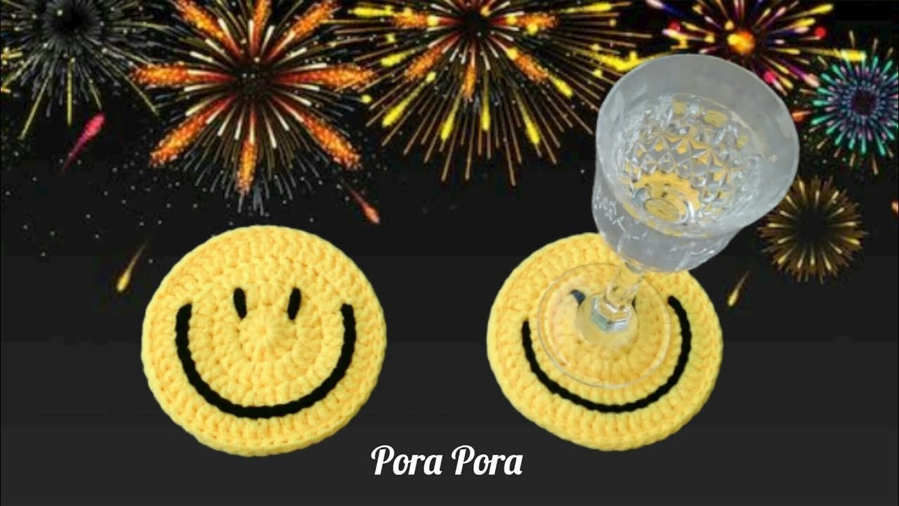HAPPY NEW YEAR ???????????? I Crochet Smiley Face I Crochet Smiley Face Coaster