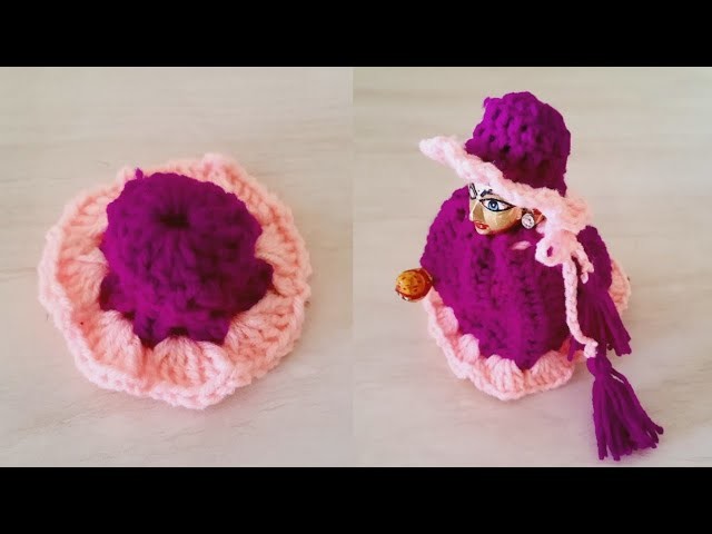 How to make winter cap for Laddu gopal.Crochet cap making for Kanha ji (4,5)
