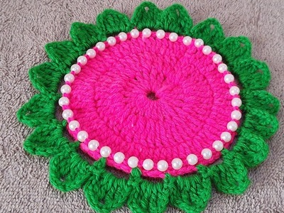 Moti tea Coster design, Crochet tea Coster,flower coaster, woolen cup Coster, tea Coster