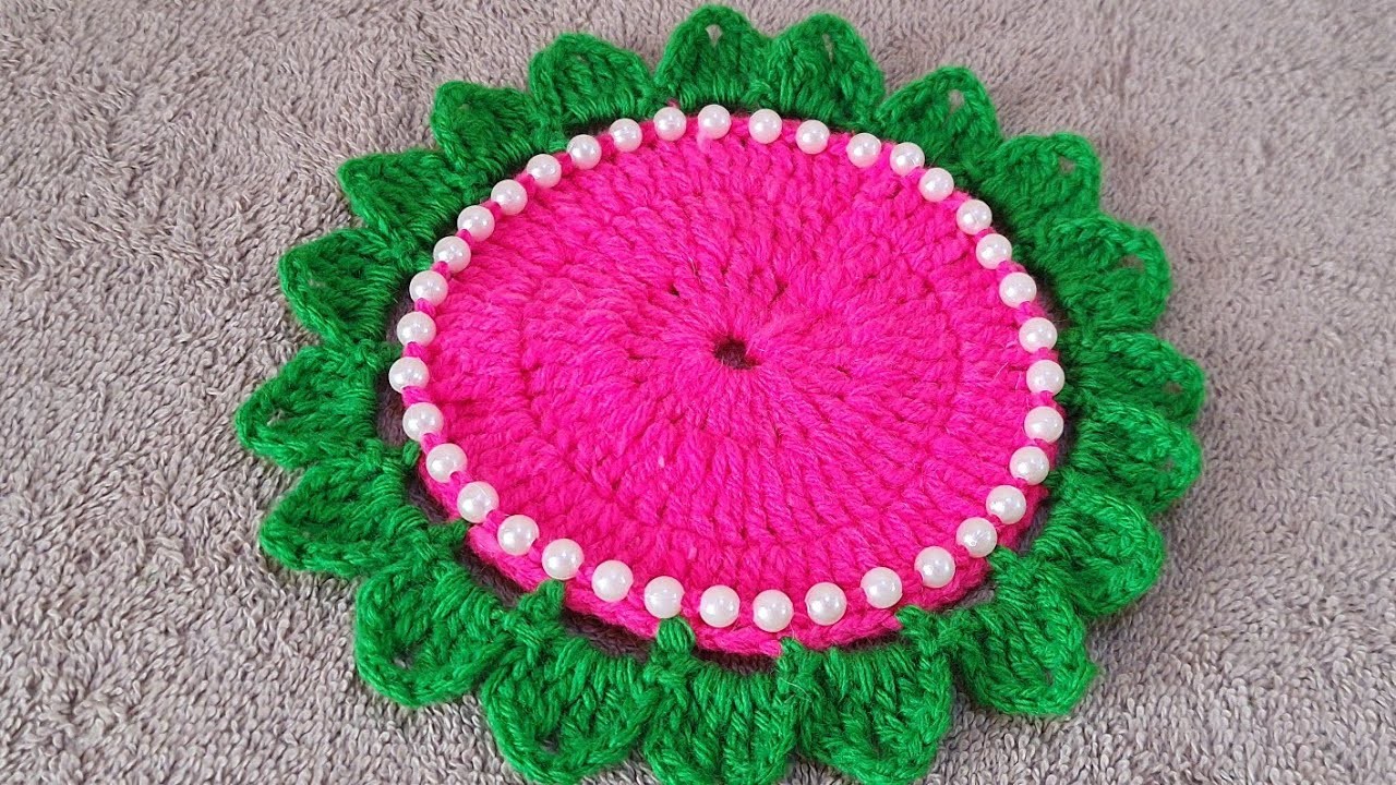 Moti tea Coster design, Crochet tea Coster,flower coaster, woolen cup Coster, tea Coster