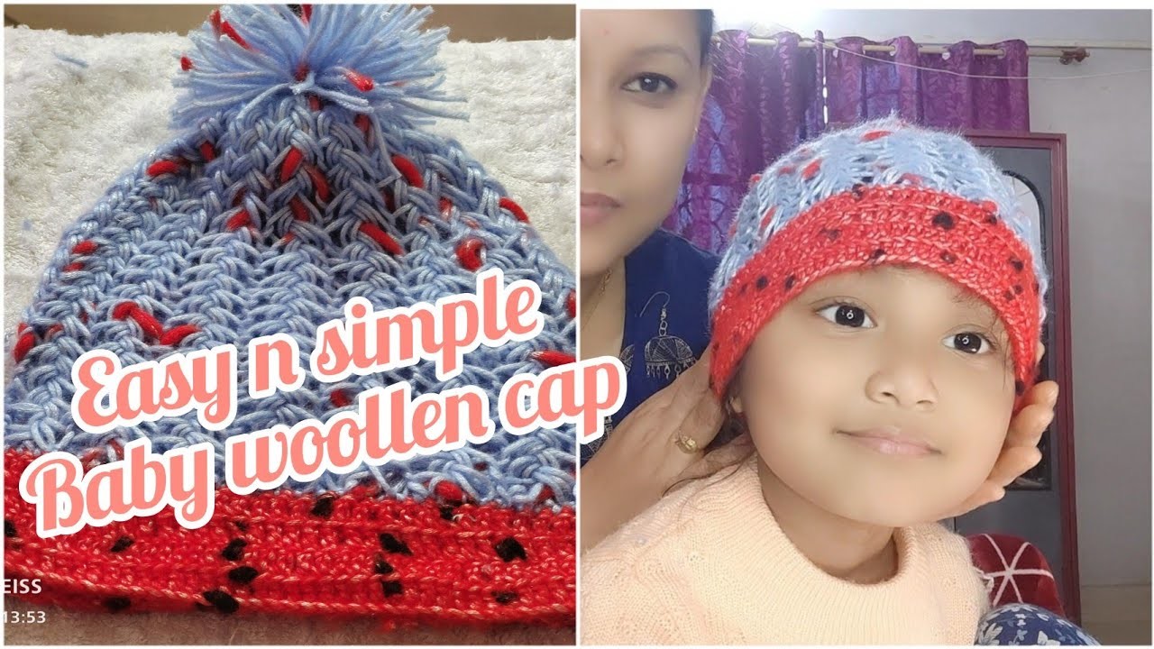 Simple n easy baby cap # handmade baby cap # baby woollen cap