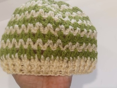 Two colour chrochet hat for one year baby. chrochet# knitting#