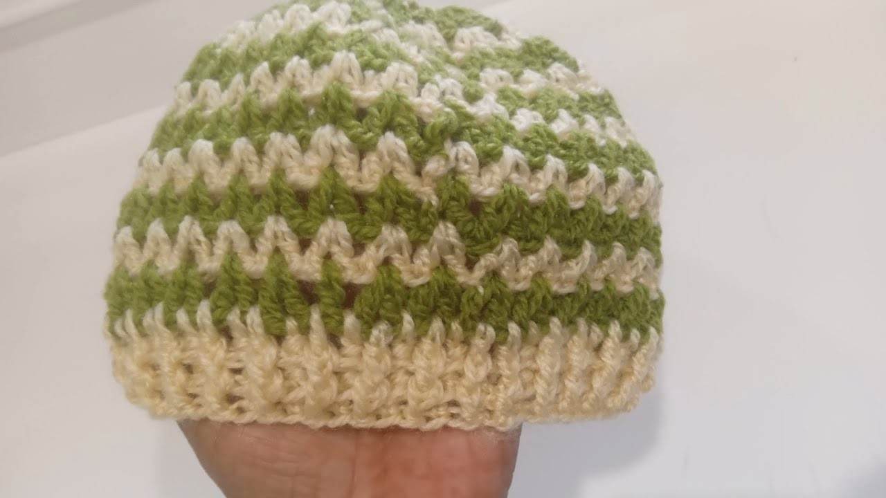 Two colour chrochet hat for one year baby. chrochet# knitting#