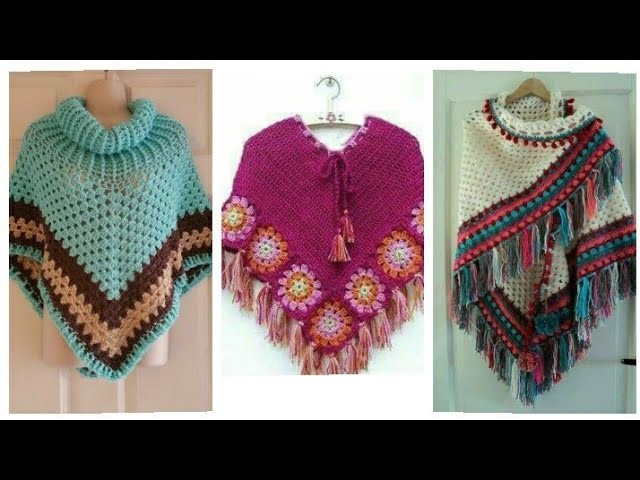 Unique and decent handmade crochet poncho shrug styles for females @ Sahar Fashion Creation