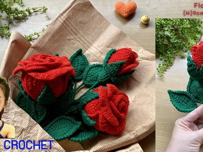 Valentine Crochet Rose | Crochet Rose | How to crochet a rose | Crochet flower bouquet ????????