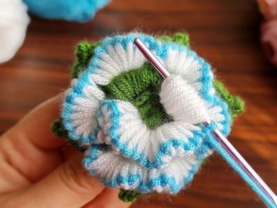 Wow!! Super easy useful crochet knitting flower,decorative ???? Tunus tığ işi Örgü Modeli çiçek modeli