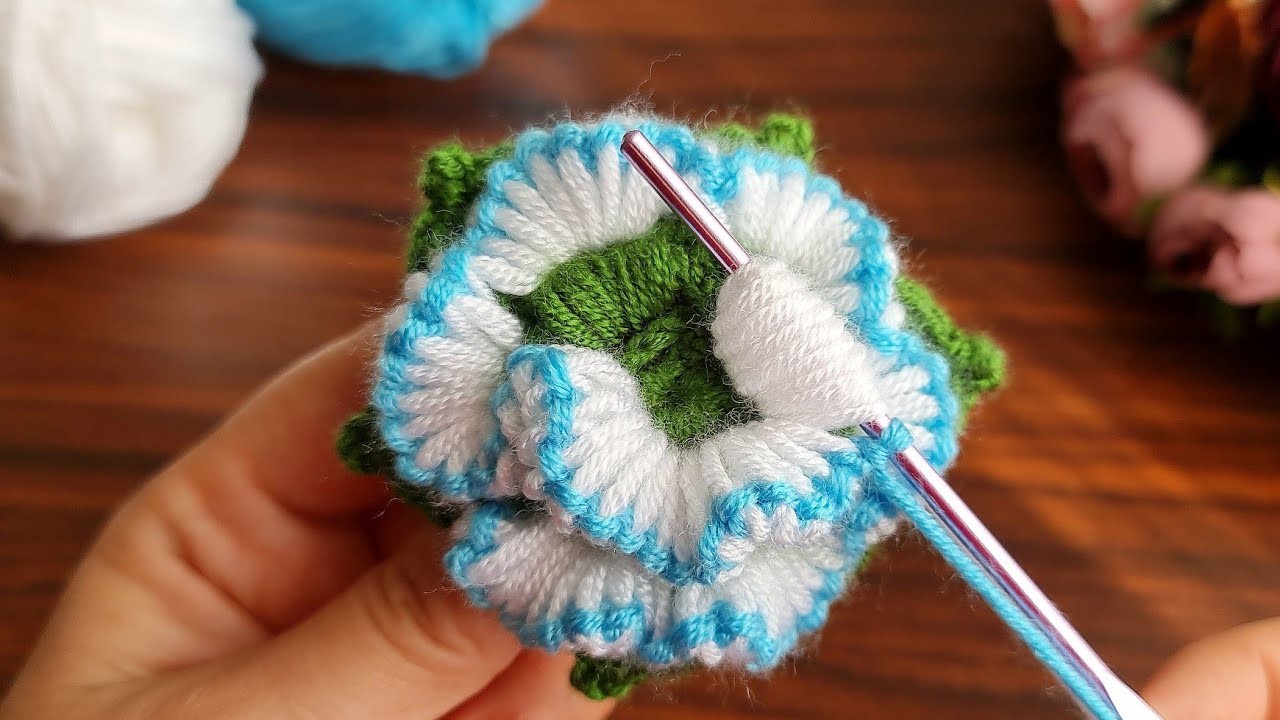 Wow!! Super easy useful crochet knitting flower,decorative ???? Tunus tığ işi Örgü Modeli çiçek modeli