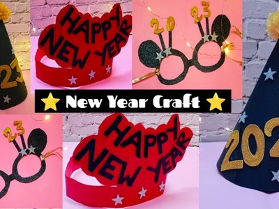 3 DIY New Year Crafts Idea. Happy New Year Party Photo Props. New Year Party Decoration Idea 2023