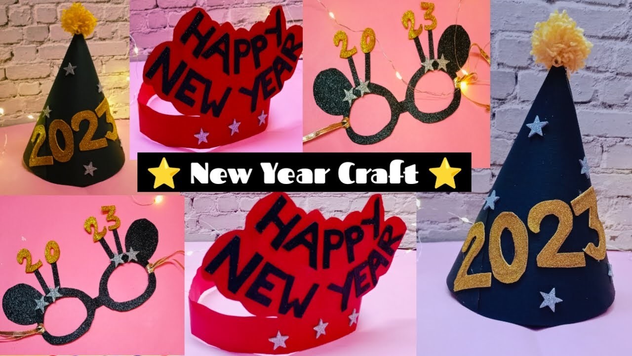 3 DIY New Year Crafts Idea. Happy New Year Party Photo Props. New Year Party Decoration Idea 2023