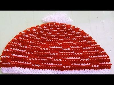 4 to 10years baby cap Christmas pattern cap ????.#crochetbabycap.hat.beanie