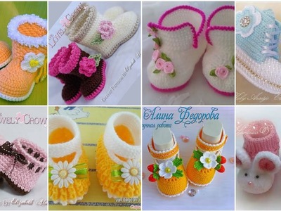 Baby crochet ???? booties designs|| crochet ???? booties Free pattern #crochet #crochetbooties