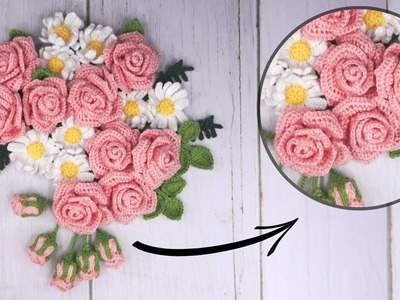 Crochet Rose | Crochet Flower Arrangement Tutorial | Super Easy