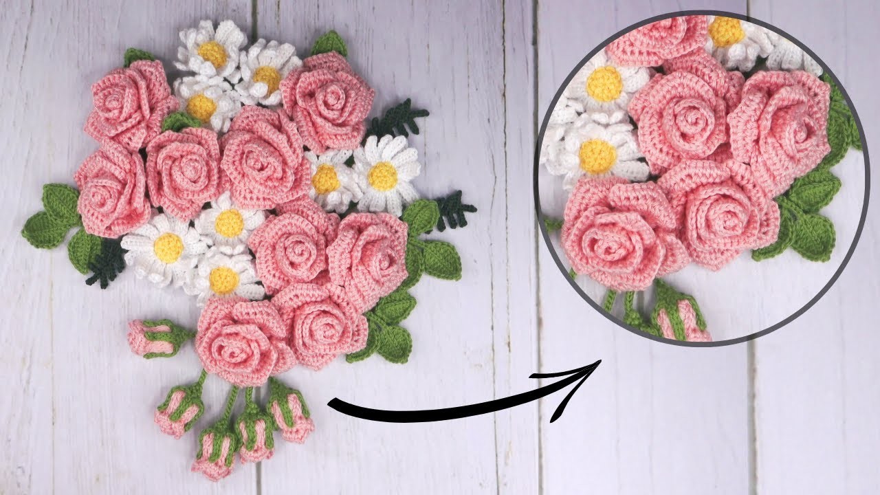 Crochet Rose | Crochet Flower Arrangement Tutorial | Super Easy