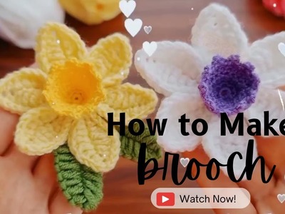 Crochet three-dimensional flower brooch