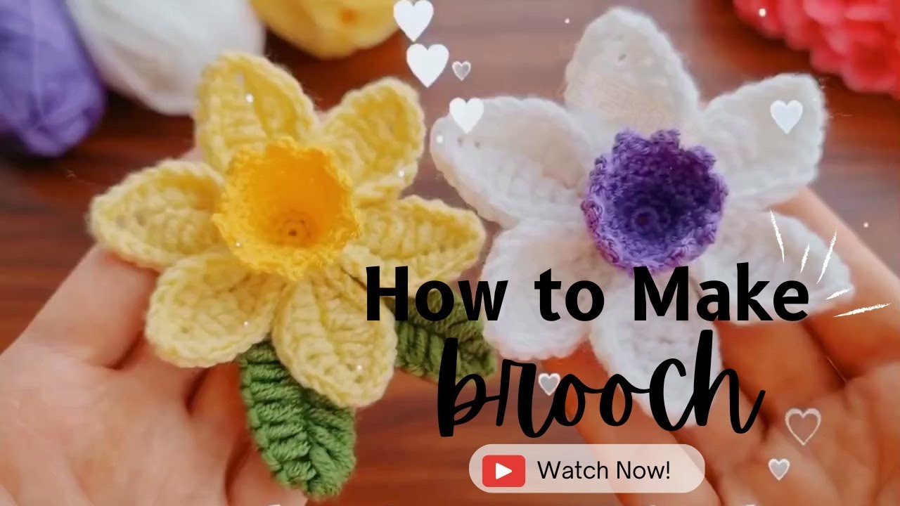 Crochet three-dimensional flower brooch