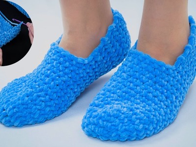 Crochet warm slippers without a seam on the sole - it’s easy and simple!