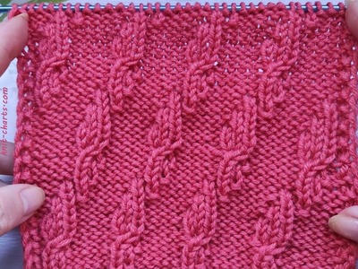 Diagonal Knit Stitch Pattern | Diagonalmuster stricken | Punto diagonale ai ferri | Punto diagonal