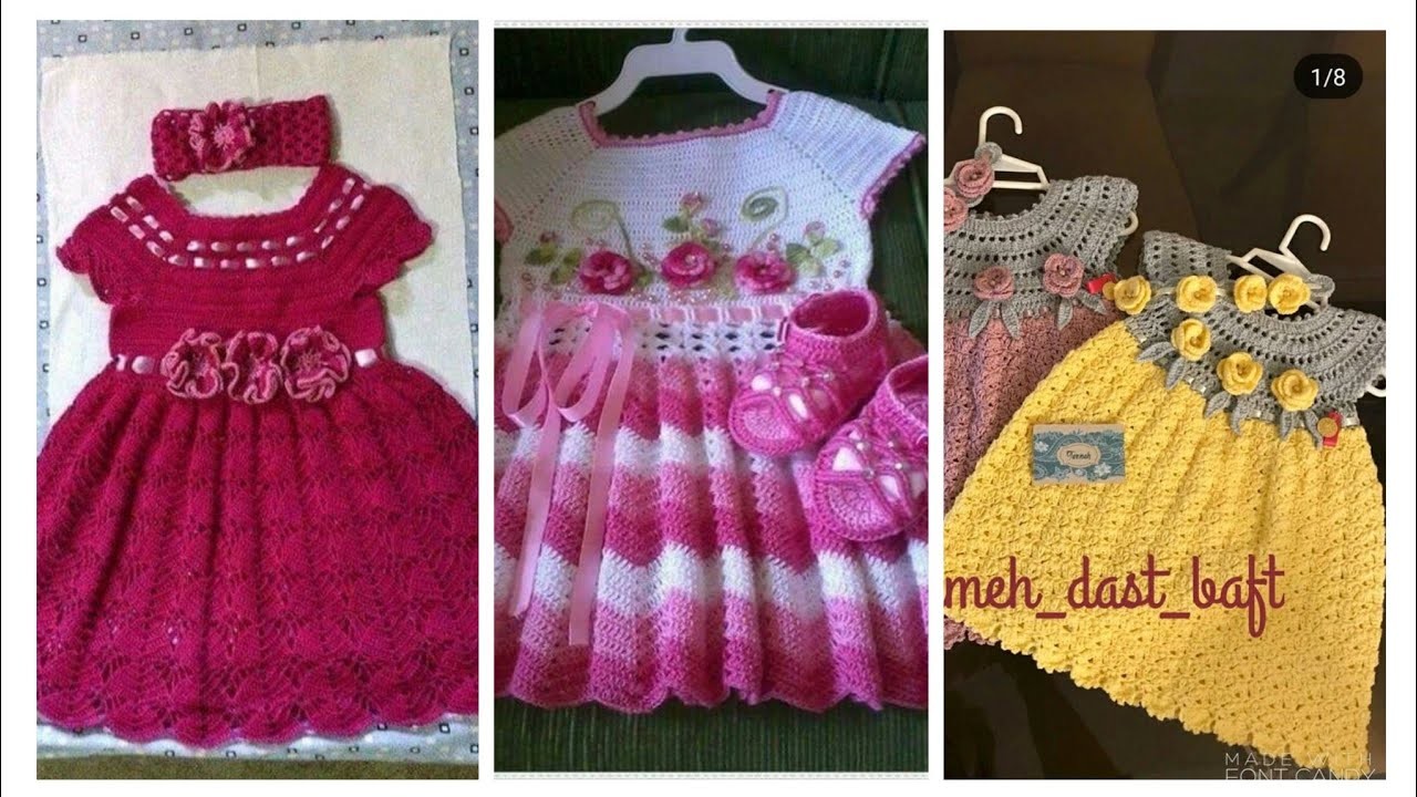 Different beautiful  color crochet baby  frock  design and fall adeas  for  your