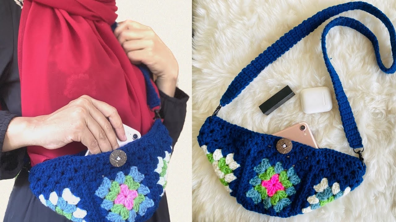 GRANNY SQUARE SLING BAG. Crochet Sling Bag. Easy Pattern