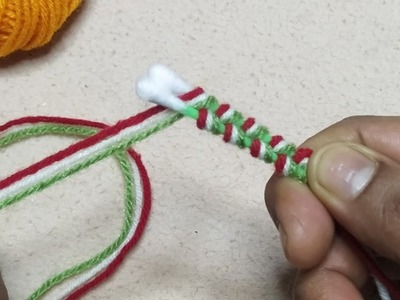 I made 2 beautiful Woolen Yarn Flower with Cotton Buds | Easy sewing hack