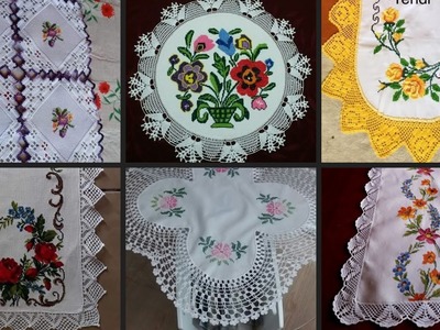 Most fabulous & eye-catching cross ❌ stitch with Crochet lace pattern For table clothe & Bedsheets
