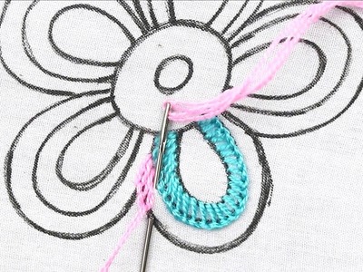 New unique crochet flower stitch modern flower embroidery design, easy no crochet flower with needle