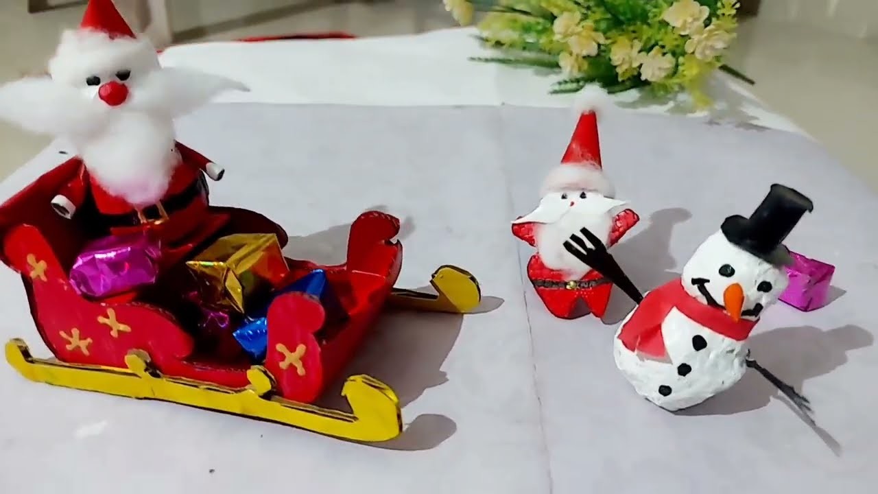 3 Easy christmas craft ideas | 5-minutes crafts | santa | snowman | sleigh
