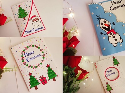 4 Diy Christmas cards | Christmas greeting card | how to make a Christmas greeting card making