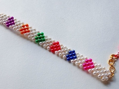 Beautiful And Easy ???? Diamond shaped bracelet || How to make bracelet || Bracelet making with beads