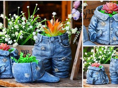 Best out of waste | Jeans pant and shirt planters with plastic bottle | Planter bottle | Arush craft