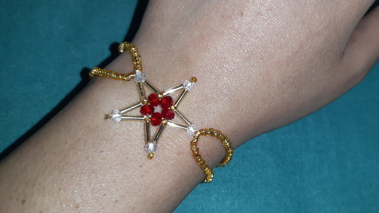 Christmas bracelet.how to make beaded star bracelet.very simple & easy.unique design jewelry making