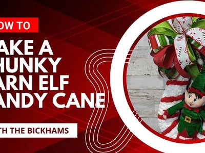 Christmas chunky yarn Elf candy cane |DIY chunky yarn candy cane with Dollar Tree frame| Door hanger