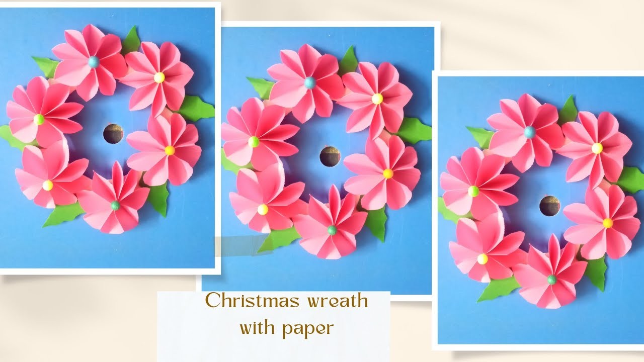 Christmas Craft With Paper. Christmas wreath with paper. Simple Christmas decoration ideas.