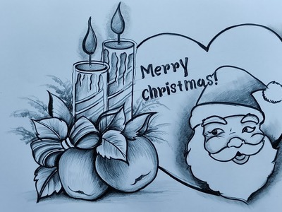 Christmas day drawing for beginners with pencil sketch,how to draw santa claus for merry christmas,