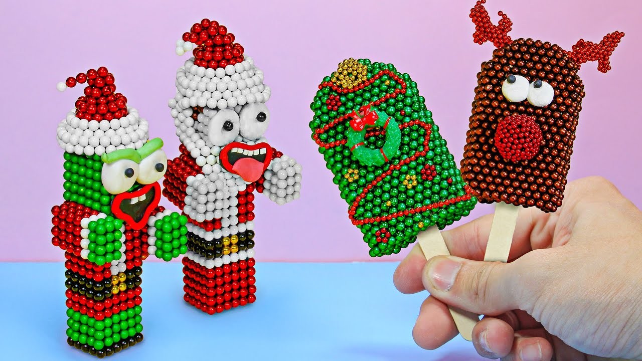 Christmas desserts! DIY Ice Cream Popsicles - Satisfying Magnet Balls - Stop Motion Cooking ASMR